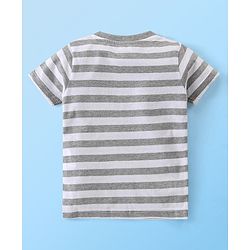 Babyhug Cotton  Half Sleeves T-Shirt with Elephant Print - White Melange