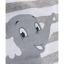 Babyhug Cotton  Half Sleeves T-Shirt with Elephant Print - White Melange