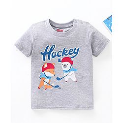 Babyhug Cotton Half Sleeves Tee Fox & Bear Print- White