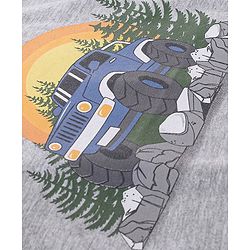 Babyhug Cotton Jersey Half Sleeves T-Shirt Car Printed - Grey Melange