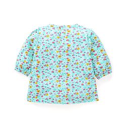 Babyhug Three Forth Sleeves Floral Print With Lace Detail Tee - Light Blue