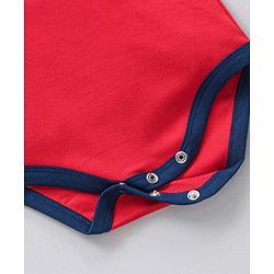 Babyhug Cotton Knit Full Sleeves Striped Onesie With Soccer Printed Leggings - Red