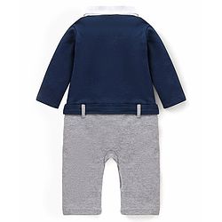 Babyhug Cotton Full Sleeves Romper Text Print - Navy