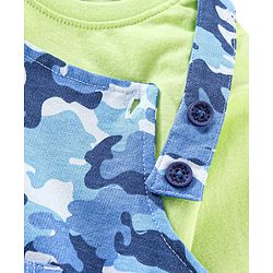 Babyhug 100% Cotton Full Sleeves Solid T-shirt and Dungaree Set - Green and Blue