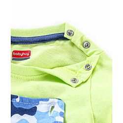 Babyhug 100% Cotton Full Sleeves Solid T-shirt and Dungaree Set - Green and Blue