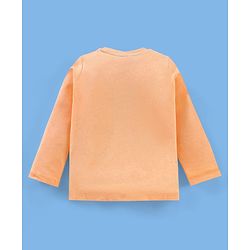 Babyhug Cotton Knit Elephant Print Dungaree with Full Sleeves Inner T-Shirt - Peach White
