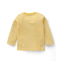 Babyhug 100% Cotton Knit Sleeveless Lion Printed Dungaree With Full Sleeves Striped Tee - Yellow Blue