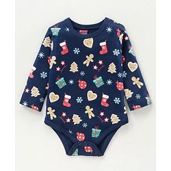 Babyhug 100% Cotton Full Sleeves Onesies Christmas Theme & Text Print - Pack of 2