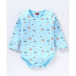 Babyhug 100% Cotton Full Sleeves Onesies Stripes & House Print Pack of 3- Multicolor