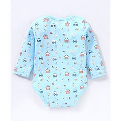 Babyhug 100% Cotton Full Sleeves Onesies Stripes & House Print Pack of 3- Multicolor
