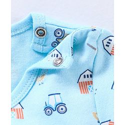 Babyhug 100% Cotton Full Sleeves Onesies Stripes & House Print Pack of 3- Multicolor