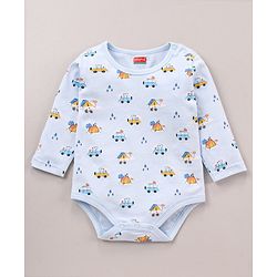 Babyhug 100% Cotton Knit Full Sleeves Cars & Bus Printed Onesies Pack Of 2 - Multicolour