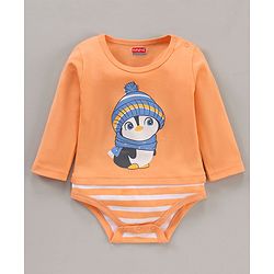 Babyhug 100% Cotton Knit Full Sleeves Penguin Printed Onesies Pack Of 3 - Multicolour