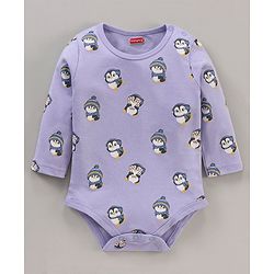 Babyhug 100% Cotton Knit Full Sleeves Penguin Printed Onesies Pack Of 3 - Multicolour