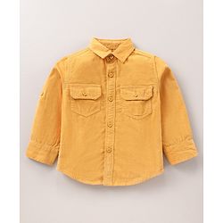 Babyhug Cotton Knit Solid Full Sleeves Shirt and Jeans Pant - Yellow Black