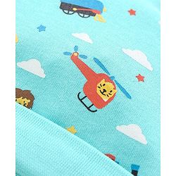 Babyhug 100% Cotton Vehicle Printed Cap Mittens & Booties- Cap Diameter 10.5 cm