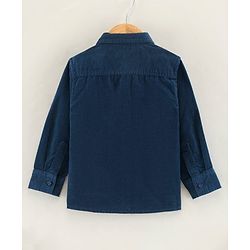 Babyhug Full Sleeves Cotton Corduroy Shirt Text Embroidered-Blue
