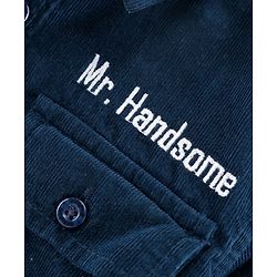 Babyhug Full Sleeves Cotton Corduroy Shirt Text Embroidered-Blue