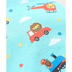 Babyhug 100% Cotton Vehicle Print Tie Knot Cap Blue - Diameter 10 Cm
