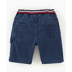 Babyhug Cotton Above Knee Length Washed Denim Bermuda Text Print - Dark Blue