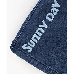 Babyhug Cotton Above Knee Length Washed Denim Bermuda Text Print - Dark Blue