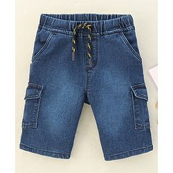 Babyhug Knee Length Washed Denim Jamaican Shorts - Dark Blue
