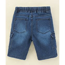 Babyhug Knee Length Washed Denim Jamaican Shorts - Dark Blue