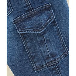 Babyhug Knee Length Washed Denim Jamaican Shorts - Dark Blue