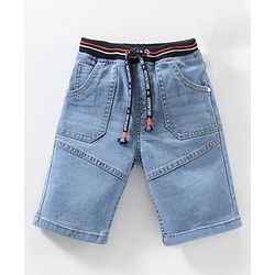 Babyhug Cotton Knee Length Washed Denim Washed Jamaican - Blue