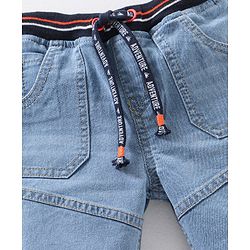 Babyhug Cotton Knee Length Washed Denim Washed Jamaican - Blue