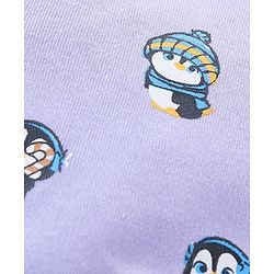 Babyhug 100% Cotton Cap Penguin Print Purple - Diameter 16 cm