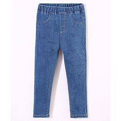Babyhug  Denim Full Length Stretchable Jeggings Solid Color - Blue
