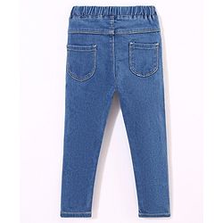 Babyhug  Denim Full Length Stretchable Jeggings Solid Color - Blue
