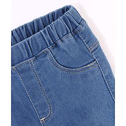 Babyhug  Denim Full Length Stretchable Jeggings Solid Color - Blue