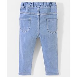 Babyhug  Denim Full Length Stretchable Jeggings Solid Color - Blue