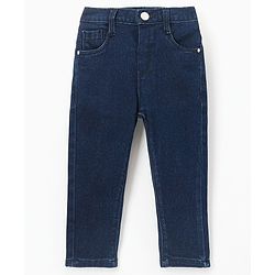 Babyhug Cotton Full Length Denim Jeans - Dark Blue
