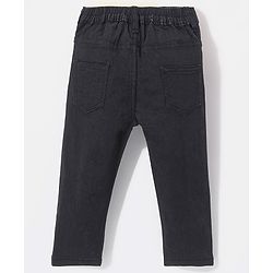 Babyhug Cotton Full Length Stretchable Washed Denim Jeans  Fly With Zipper -  Black