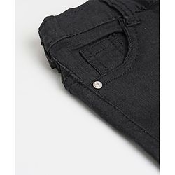 Babyhug Cotton Full Length Stretchable Washed Denim Jeans  Fly With Zipper -  Black