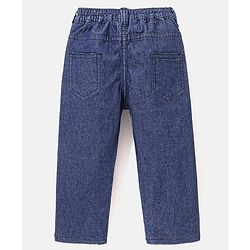 Babyhug Denim Full Length Stretchable Jeans Solid Color   Fly With Zipper -  Dark Blue