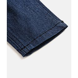 Babyhug Denim Full Length Stretchable Jeans Solid Color   Fly With Zipper -  Dark Blue