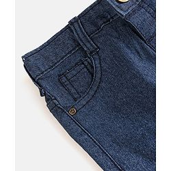 Babyhug Denim Full Length Stretchable Jeans Solid Color   Fly With Zipper -  Dark Blue