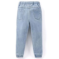 Babyhug Cotton Full Length Washed Stretch Denim Jogger Solid - Light Blue