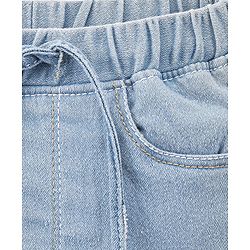 Babyhug Cotton Full Length Washed Stretch Denim Jogger Solid - Light Blue