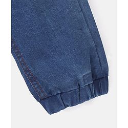 Babyhug Denim Full Length Joggers Solid Colour - Medium Blue