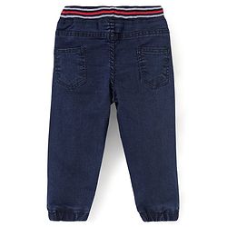 Babyhug Cotton Stretchable Full Length Washed Joggers - Dark Blue
