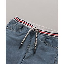 Babyhug Cotton Stretchable Full Length Washed Joggers - Dark Blue