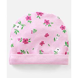 Babyhug 100% Cotton Cap Mittens & Booties Set Floral Print - Diameter 11.5 cm