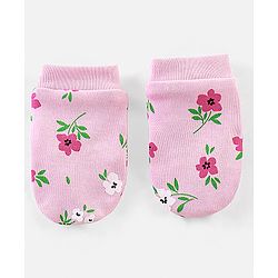 Babyhug 100% Cotton Cap Mittens & Booties Set Floral Print - Diameter 11.5 cm