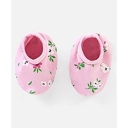 Babyhug 100% Cotton Cap Mittens & Booties Set Floral Print - Diameter 11.5 cm