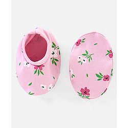 Babyhug 100% Cotton Cap Mittens & Booties Set Floral Print - Diameter 11.5 cm